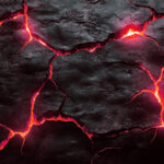 image of cracked earth, with lava in the cracks