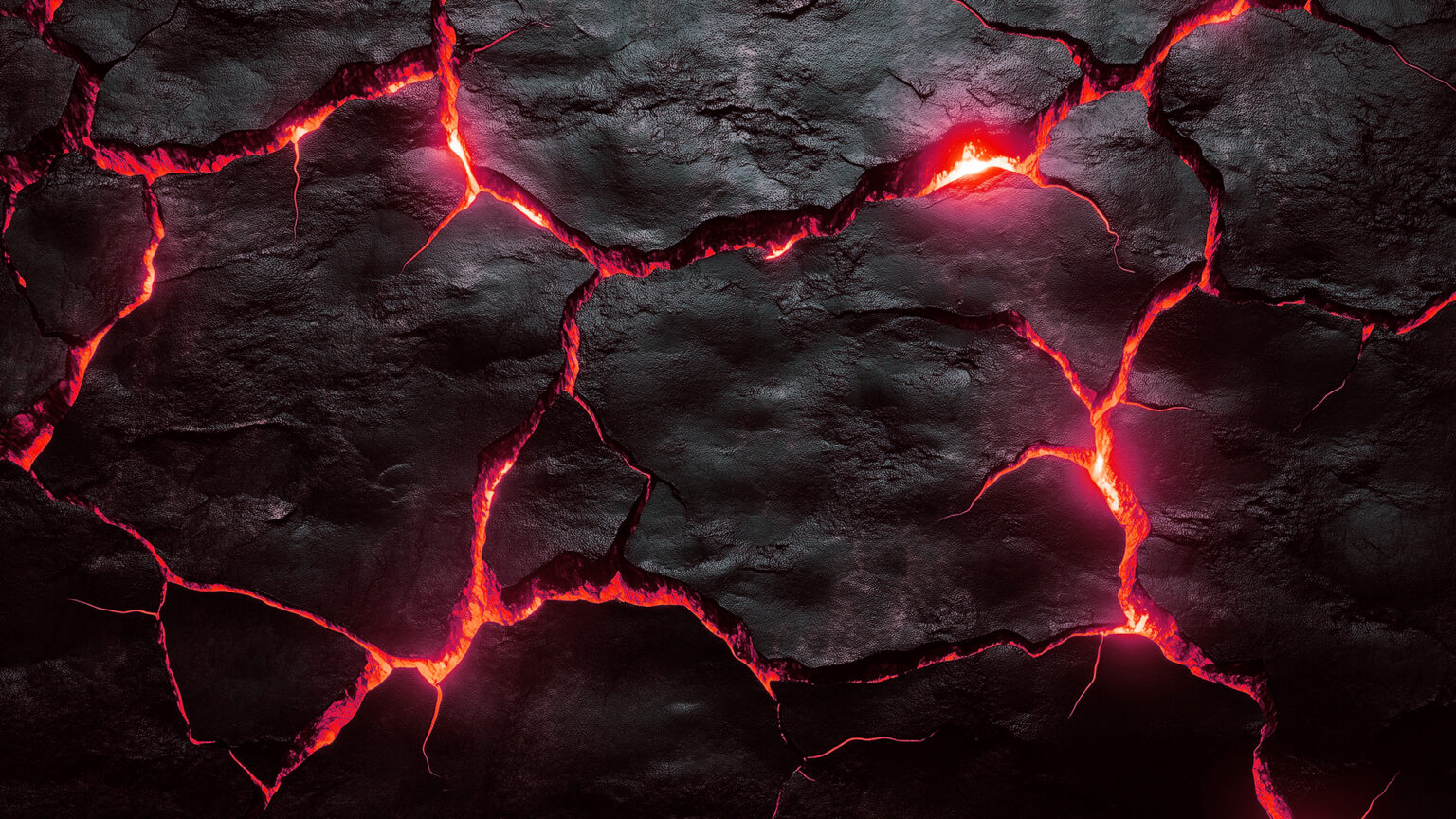 image of cracked earth, with lava in the cracks